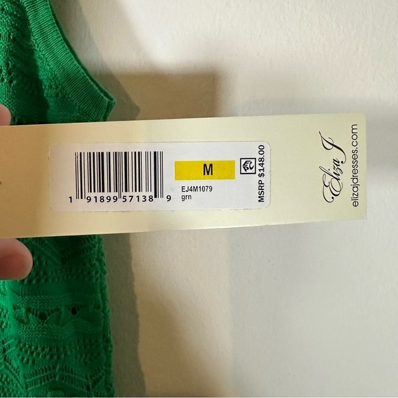 NWT $148 Eliza J Sleeveless Crochet Shift Dress Kelly Green Size Medium summer - Picture 5 of 13